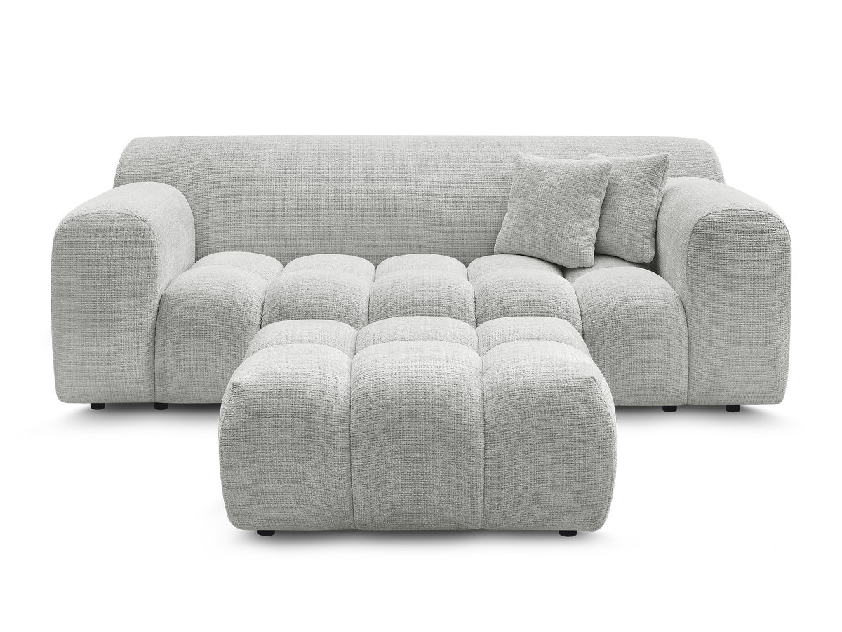 Canapé droit 2 places MELISSE texturé avec pouf gris clair — vue 4