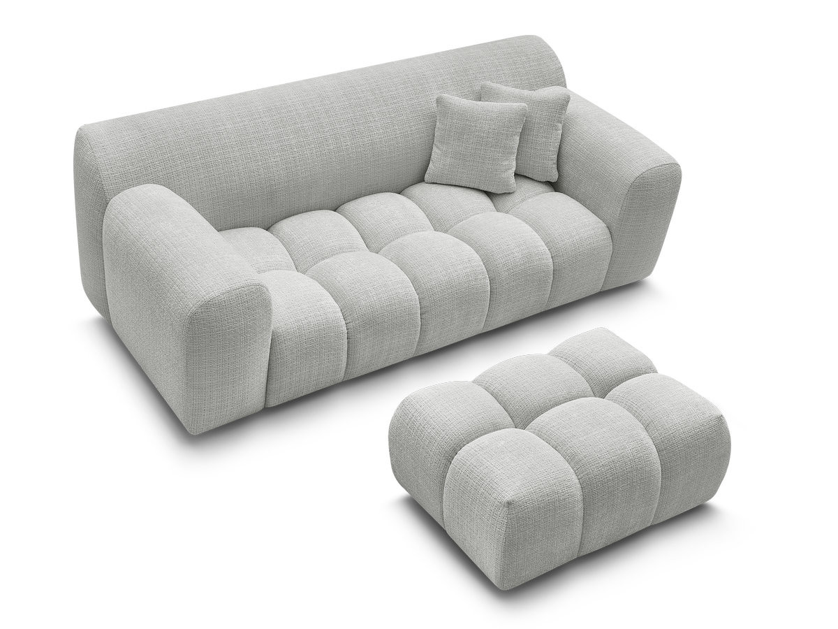 Canapé droit 2 places MELISSE texturé avec pouf gris clair — vue 5