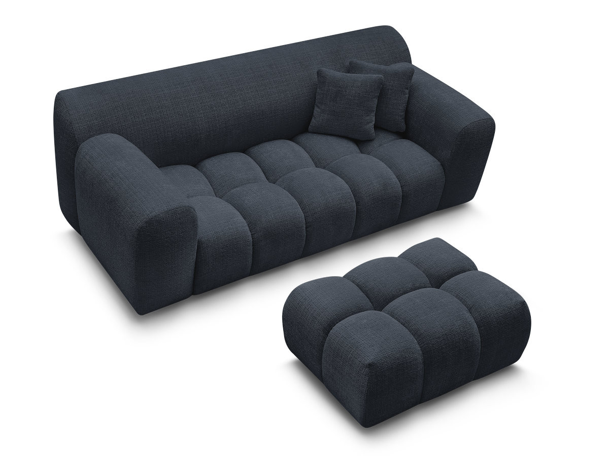 Canapé droit 2 places MELISSE texturé avec pouf bleu — vue 5