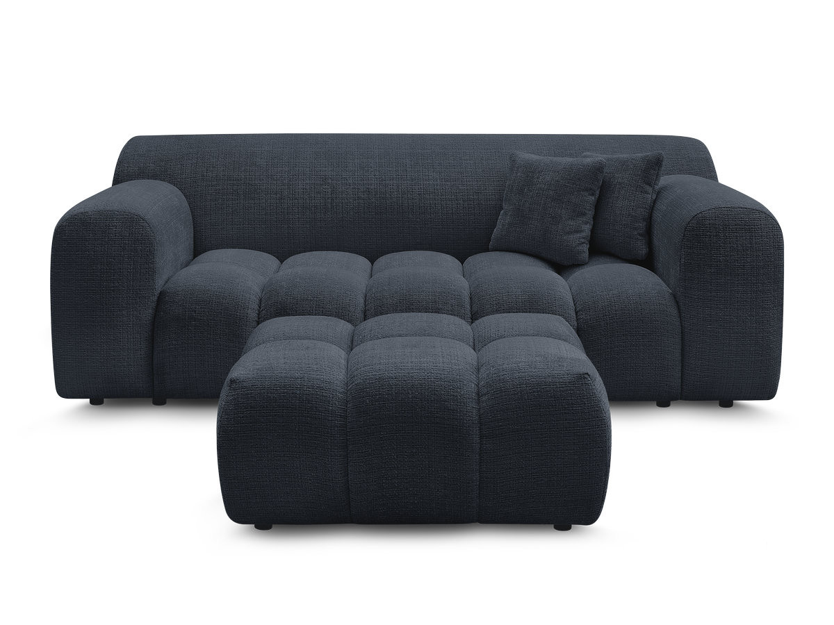 MELISSE 2-zits vaste rechte bank in structuurstof met voetenbank