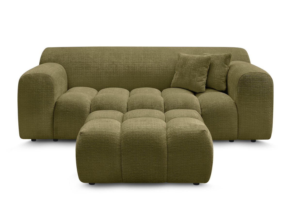 MELISSE 2-zits vaste rechte bank in structuurstof met voetenbank