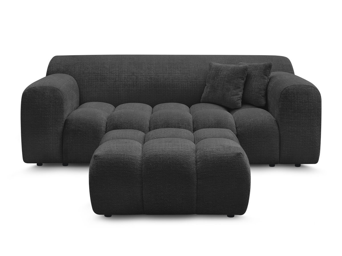 MELISSE 2-zits vaste rechte bank in structuurstof met voetenbank