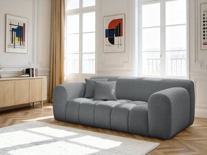 Canapé droit fixe 2 places MELISSE tissu chiné