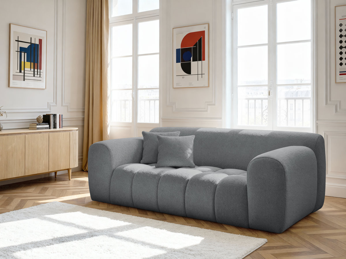 Canapé droit 2 places MELISSE chiné gris foncé