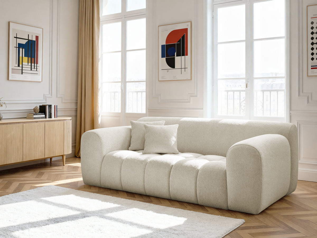 MELISSE 2-zits vaste rechte bank in gemêleerde stof