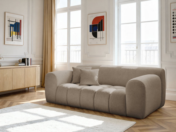 Canapé droit fixe 2 places MELISSE tissu chiné