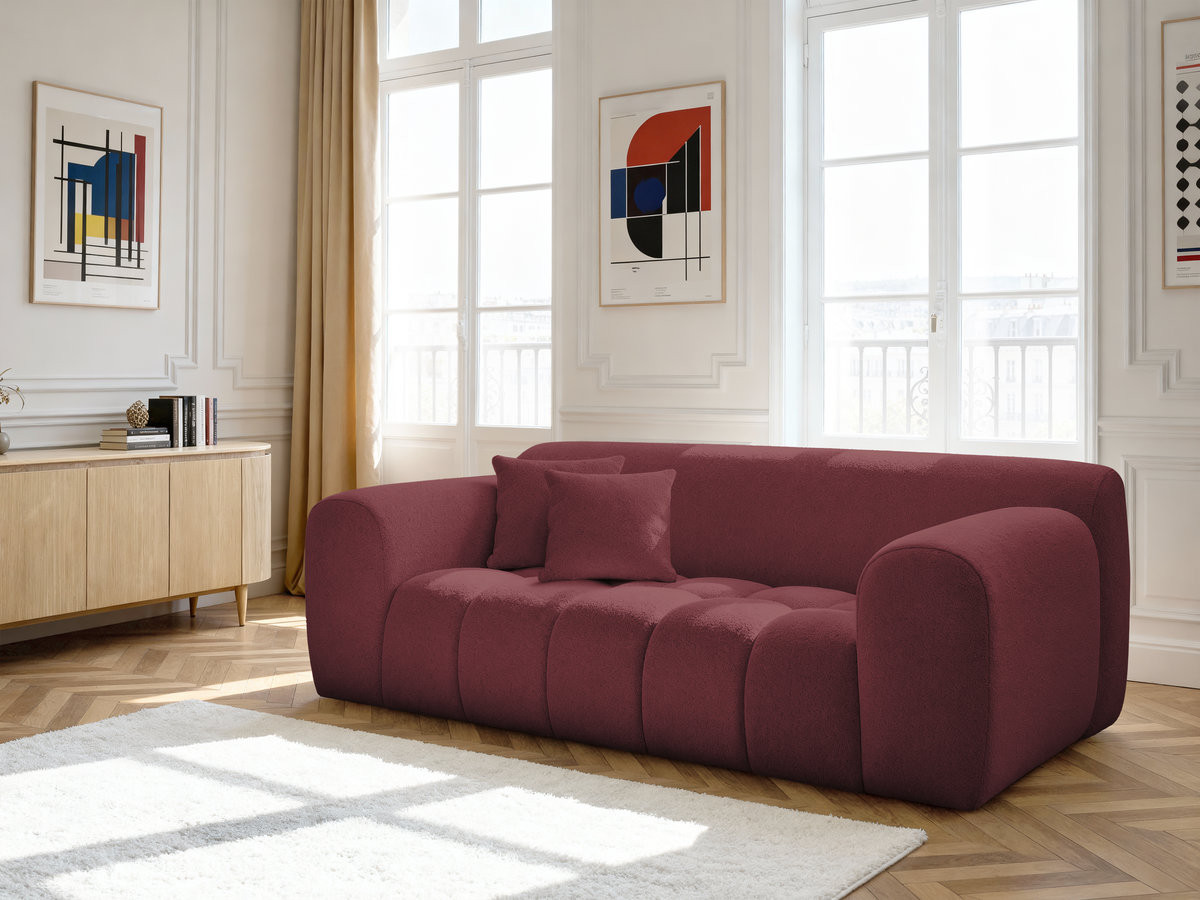 Canapé droit 2 places MELISSE chiné rouge