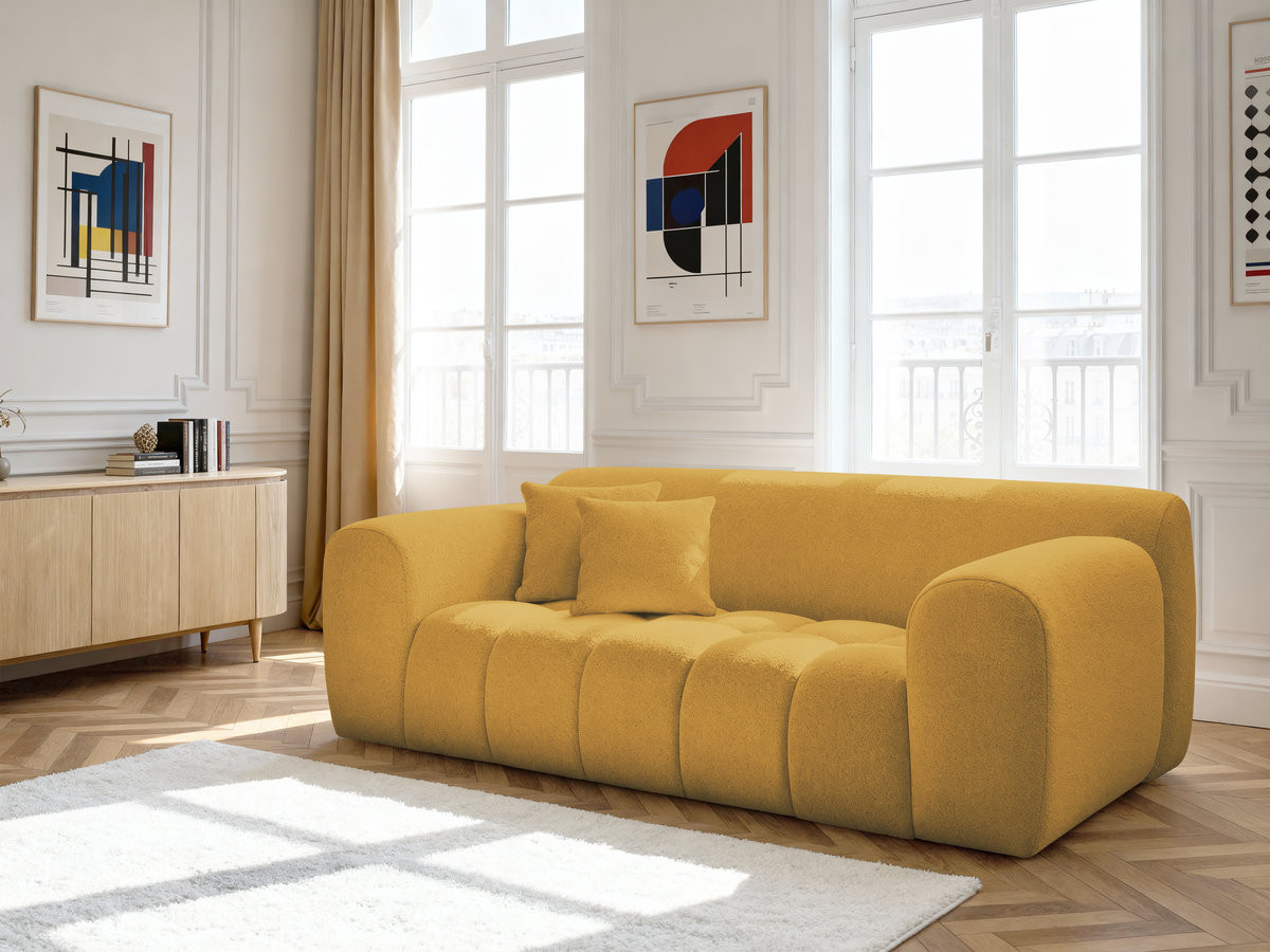 MELISSE 2-zits vaste rechte bank in gemêleerde stof