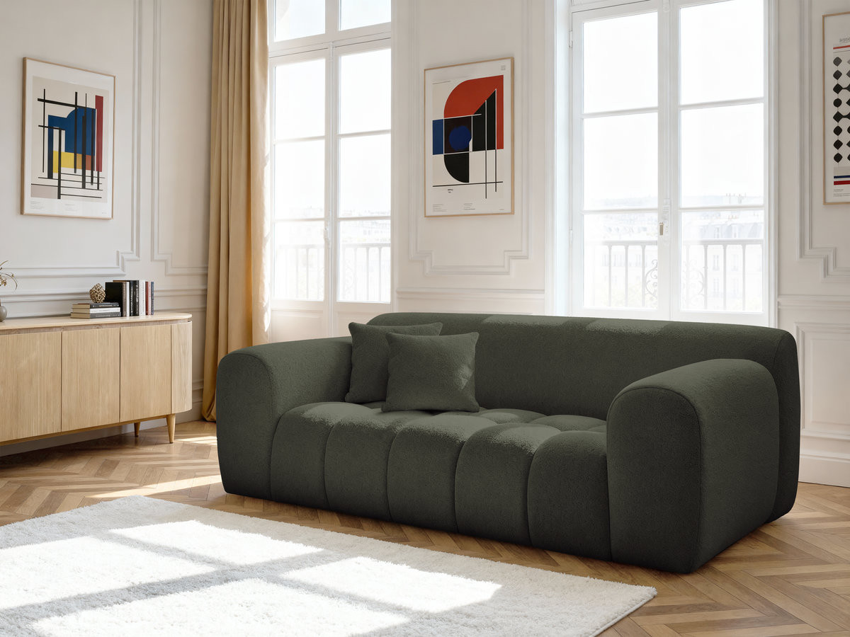 MELISSE 2-zits vaste rechte bank in gemêleerde stof