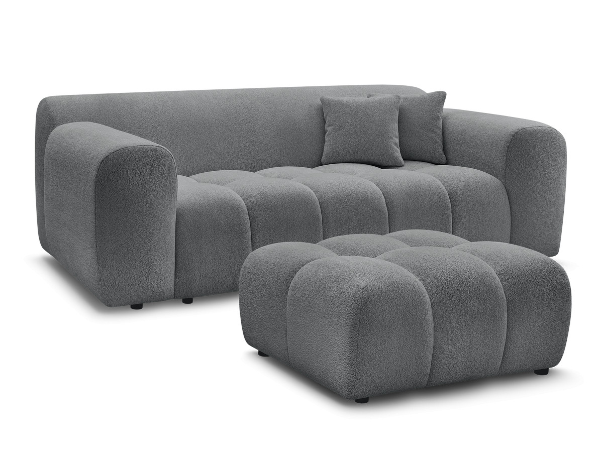 MELISSE 2-zits vaste rechte bank in gemêleerde stof met voetenbank