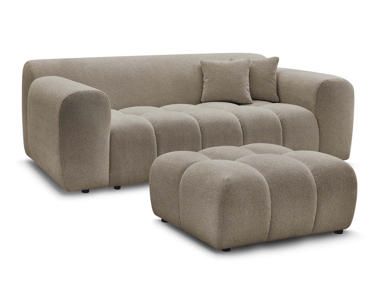 melisse 2-zits vaste rechte bank in gemêleerde stof met voetenbank gekleurd wrat