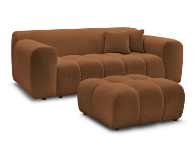 Canapé droit fixe 2 places MELISSE tissu chiné avec pouf