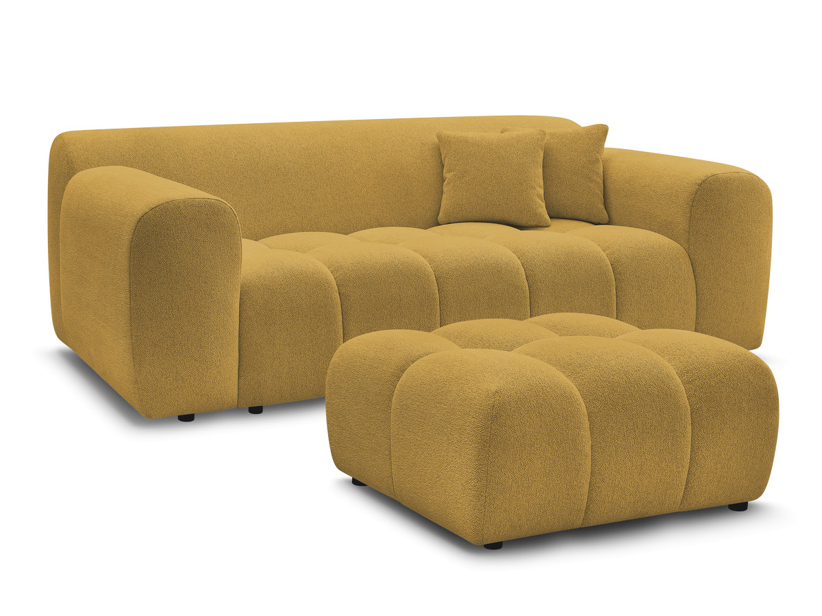 MELISSE 2-zits vaste rechte bank in gemêleerde stof met voetenbank