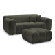 Canapé droit fixe 2 places MELISSE tissu chiné avec pouf