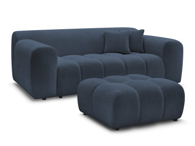 Canapé droit fixe 2 places MELISSE tissu chiné avec pouf