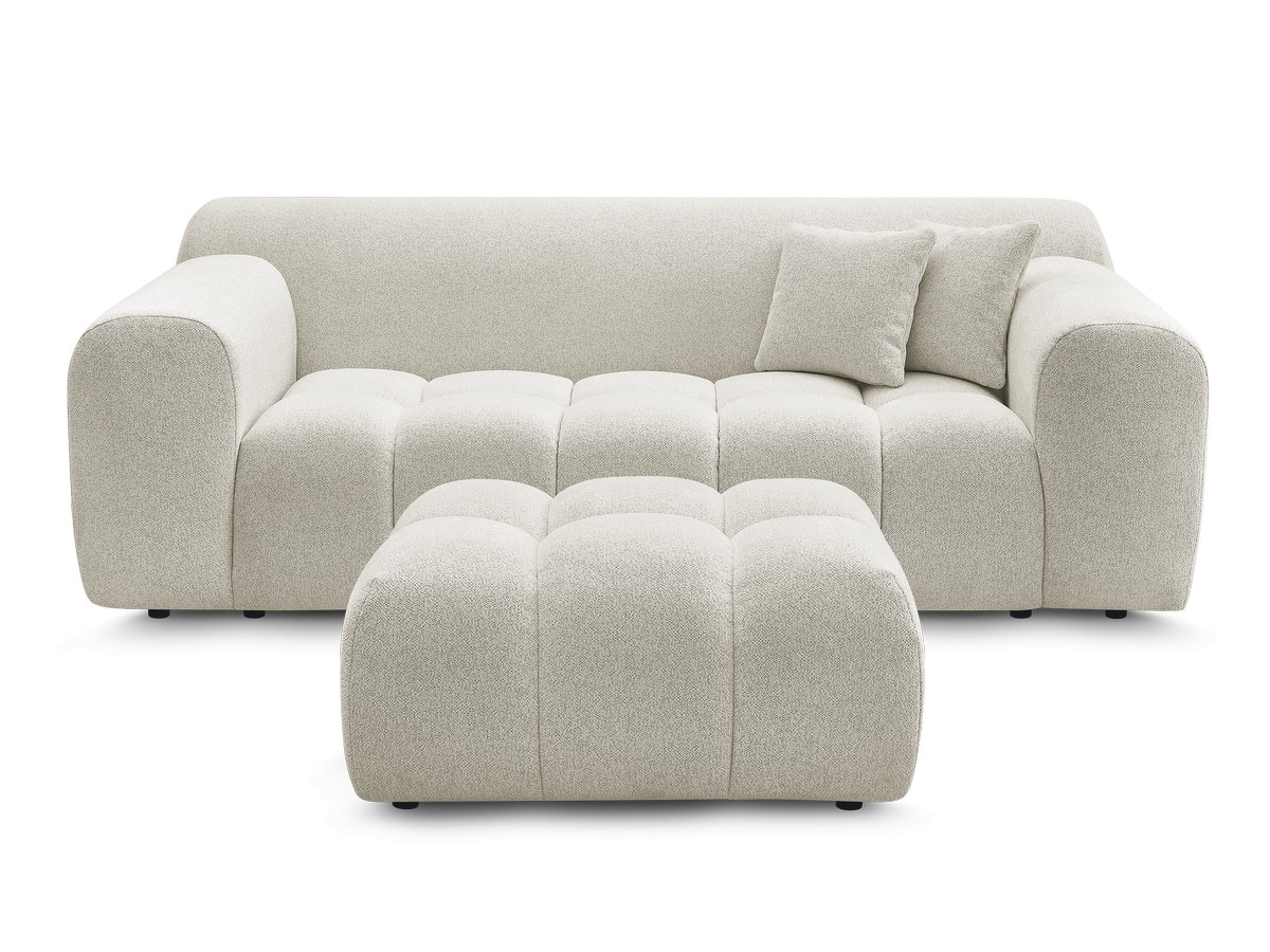 Canapé droit 2 places MELISSE chiné avec pouf blanc — vue 4