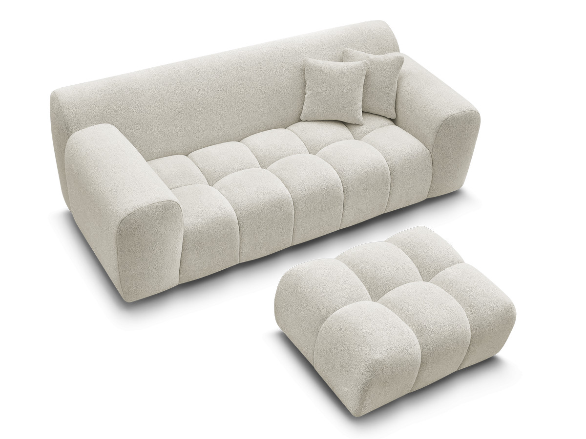 Canapé droit 2 places MELISSE chiné avec pouf blanc — vue 5