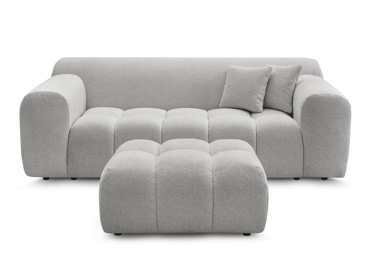 Canapé droit 2 places MELISSE chiné avec pouf gris clair — vue 4