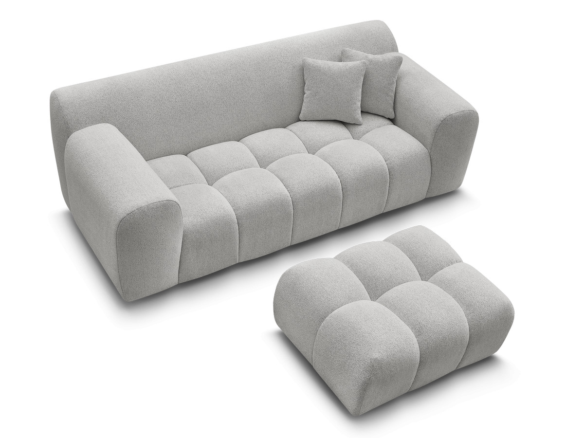 Canapé droit 2 places MELISSE chiné avec pouf gris clair — vue 5