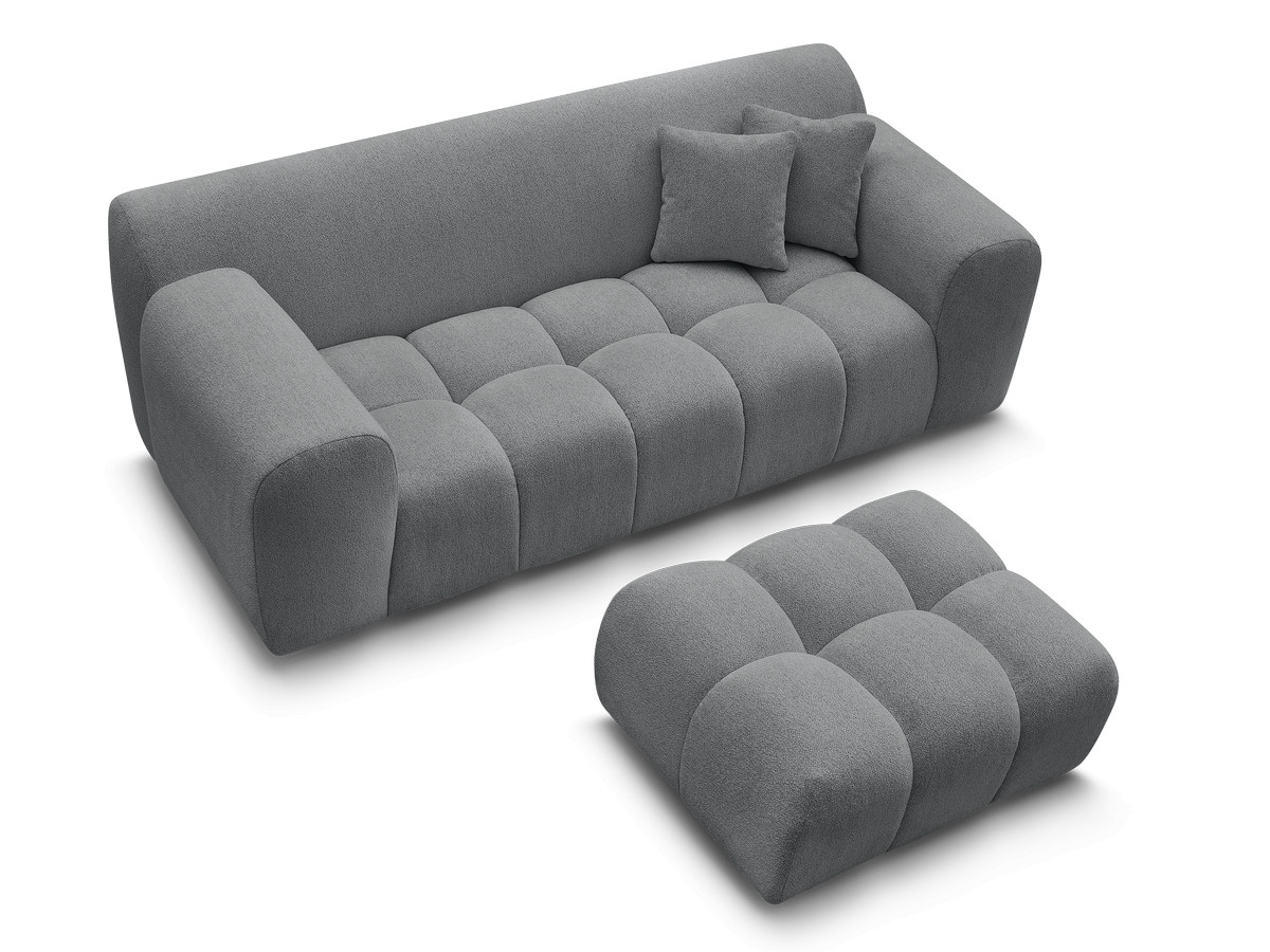 Canapé droit 2 places MELISSE chiné avec pouf gris foncé — vue 5