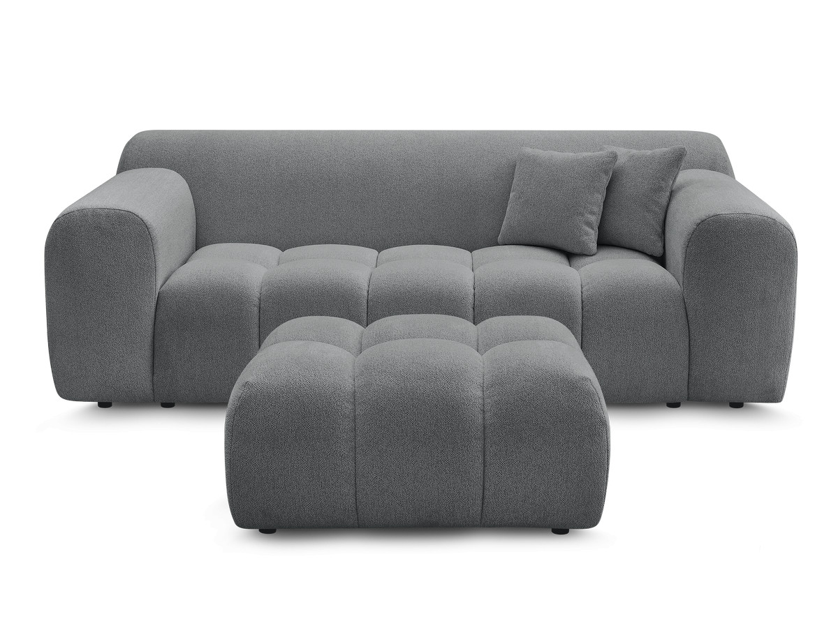 Canapé droit 2 places MELISSE chiné avec pouf gris foncé — vue 4