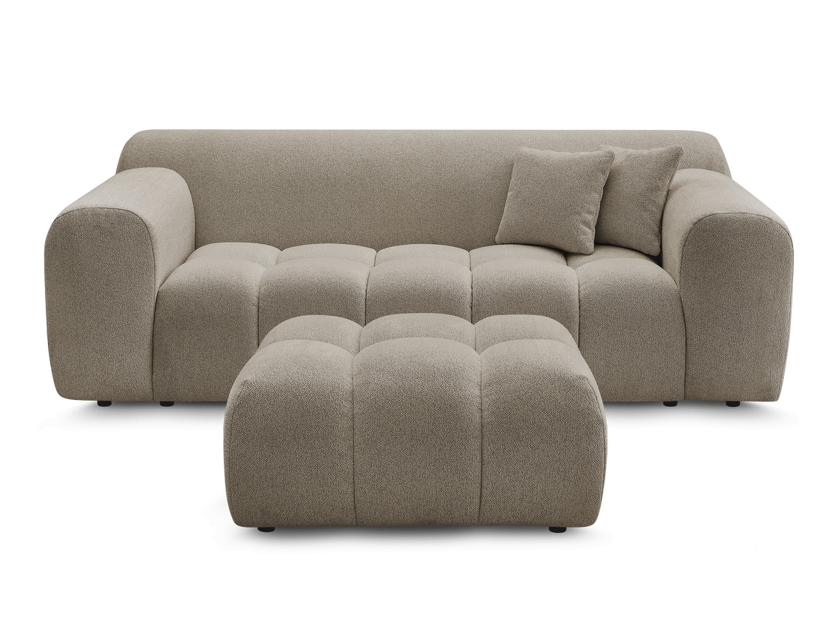 MELISSE 2-zits vaste rechte bank in gemêleerde stof met voetenbank