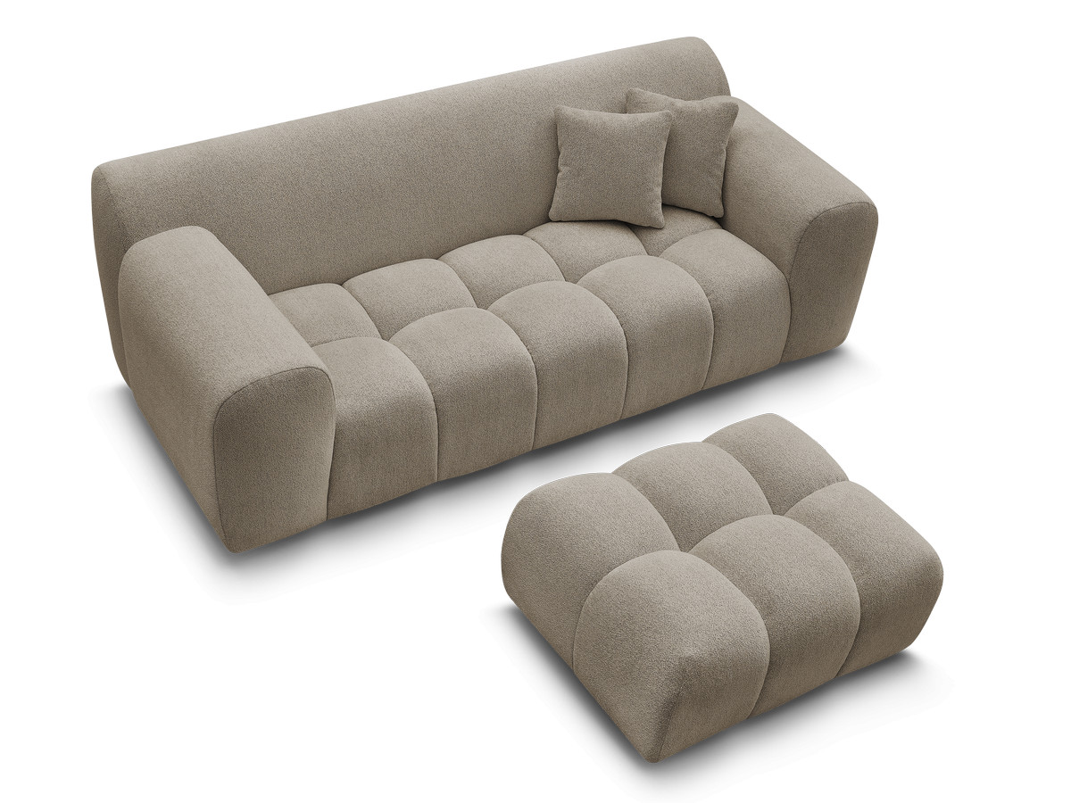 Canapé droit 2 places MELISSE chiné avec pouf taupe — vue 5