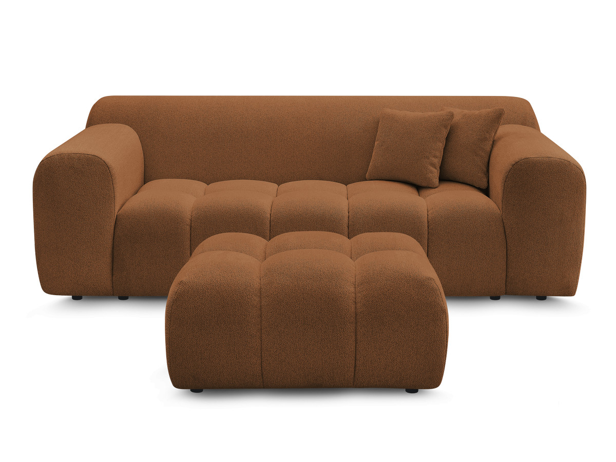 Canapé droit 2 places MELISSE chiné avec pouf orange — vue 4