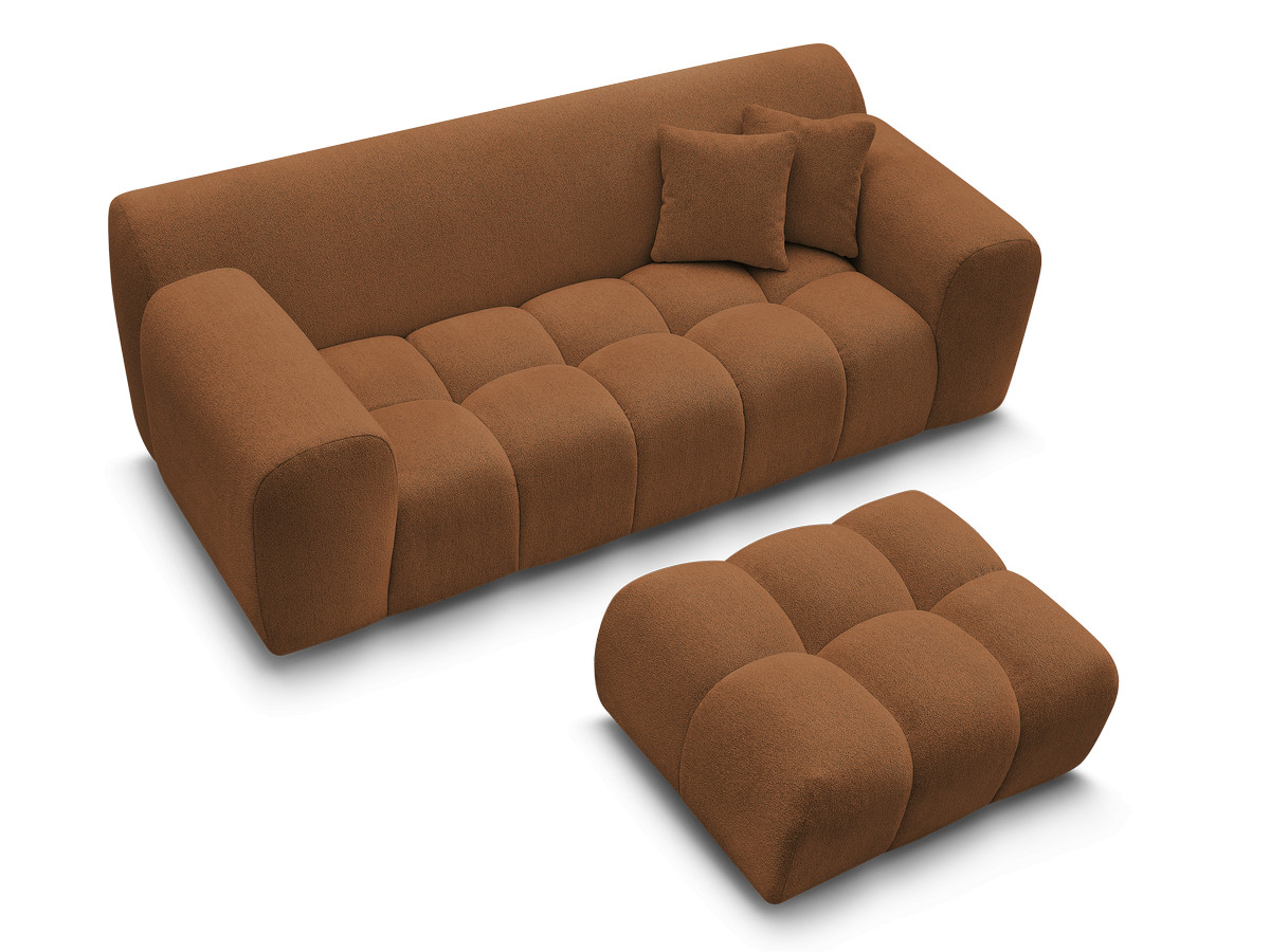 Canapé droit 2 places MELISSE chiné avec pouf orange — vue 5