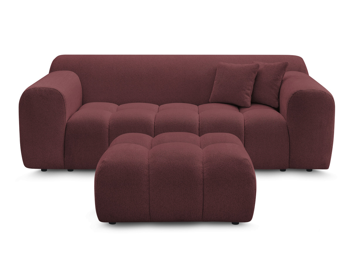 Canapé droit 2 places MELISSE chiné avec pouf rouge — vue 4