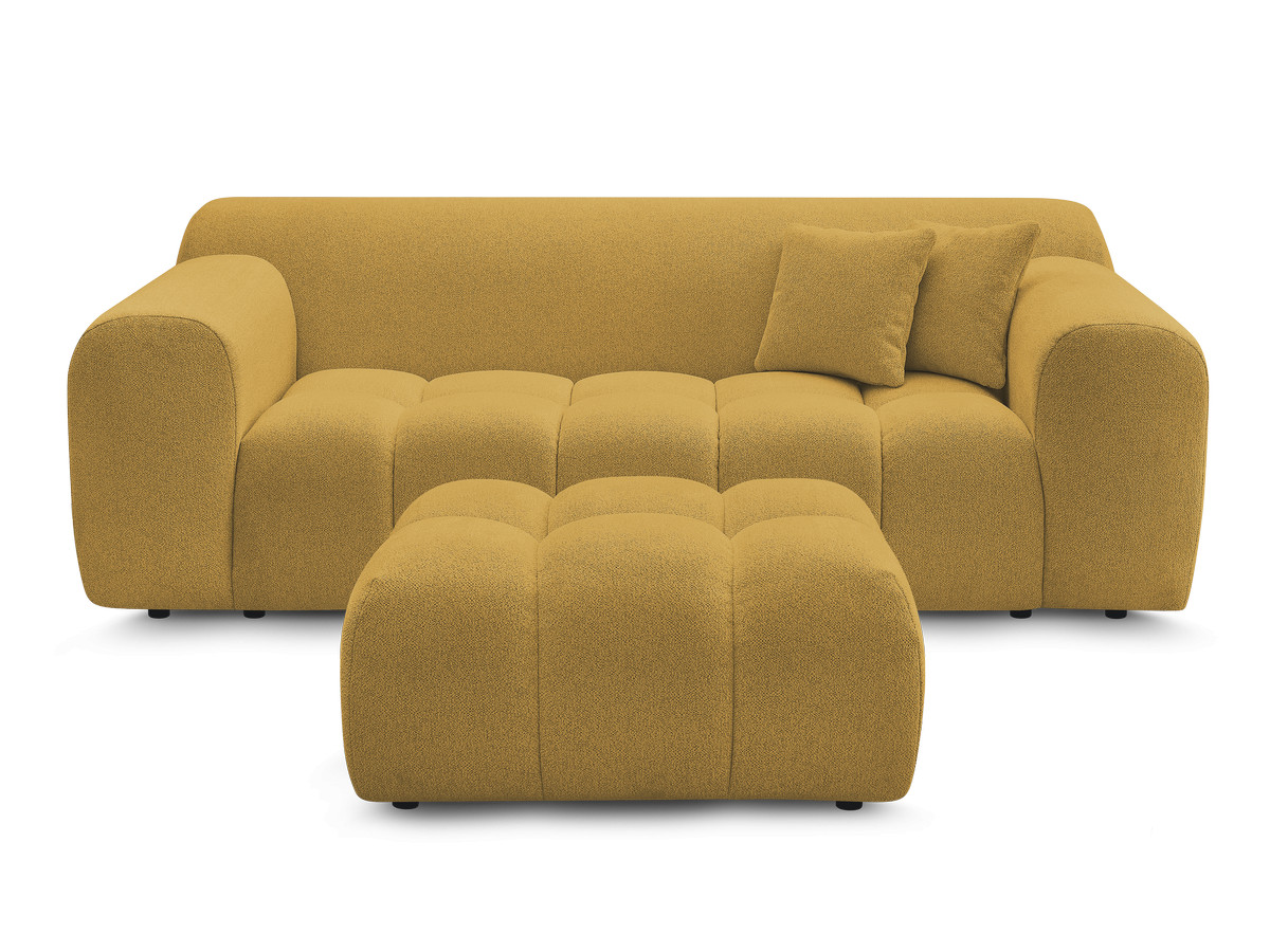 MELISSE 2-zits vaste rechte bank in gemêleerde stof met voetenbank