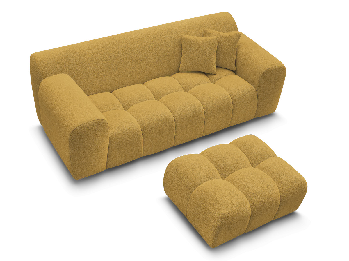 Canapé droit 2 places MELISSE chiné avec pouf jaune — vue 5