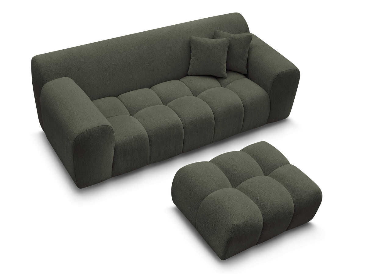 Canapé droit 2 places MELISSE chiné avec pouf vert — vue 5