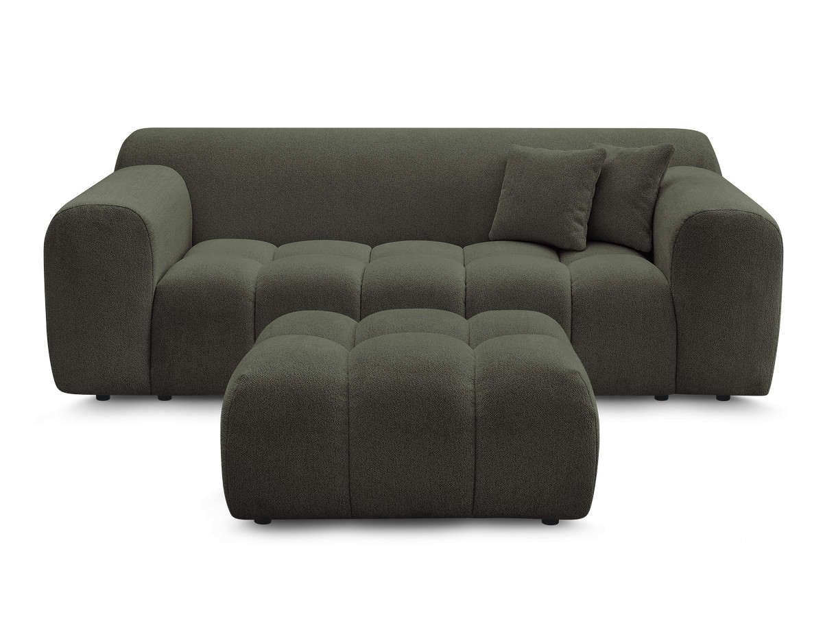 MELISSE 2-zits vaste rechte bank in gemêleerde stof met voetenbank