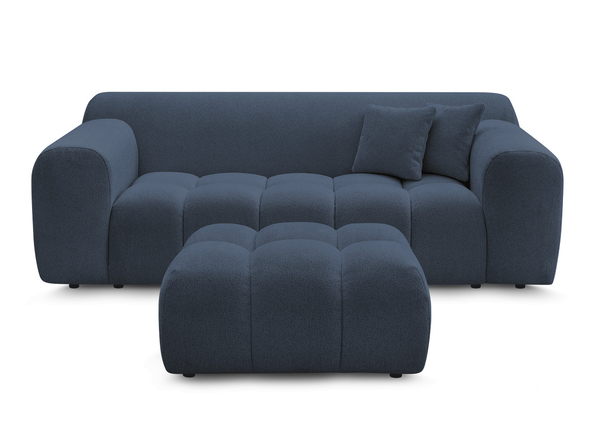 Canapé droit 2 places MELISSE chiné avec pouf bleu — vue 4