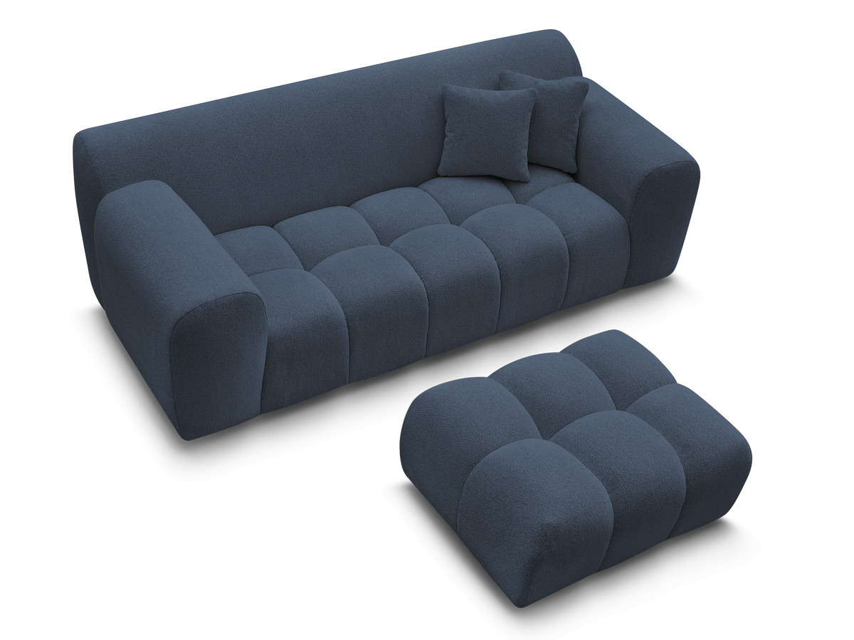 Canapé droit 2 places MELISSE chiné avec pouf bleu — vue 5