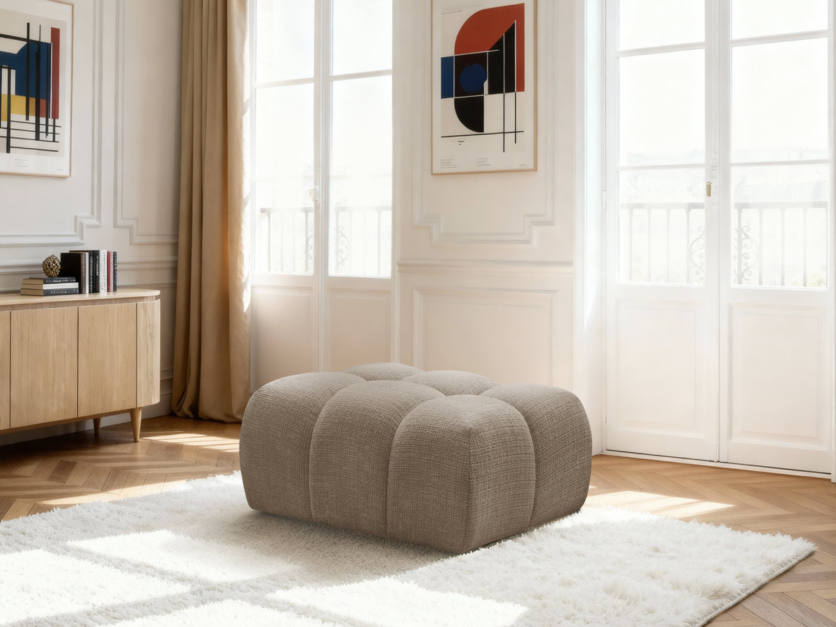 Pouf MELISSE texturé taupe