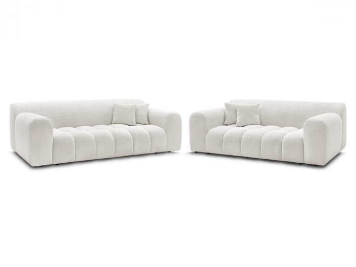 Ensemble canapé droit fixe 3 + 2 places MELISSE tissu texturé