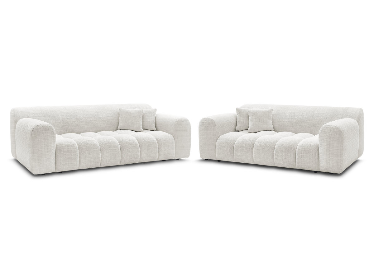 melisse 3+2 zits vaste rechte bankset in structuurstof gekleurd wit