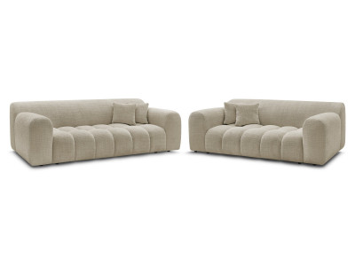 Ensemble canapé droit fixe 3 + 2 places MELISSE tissu texturé
