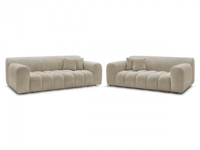 Ensemble canapé droit fixe 3 + 2 places MELISSE tissu texturé