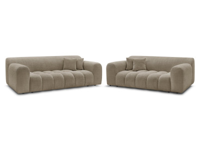 Ensemble canapé droit fixe 3 + 2 places MELISSE tissu texturé