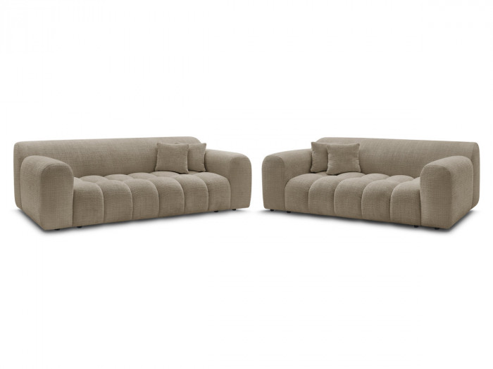 Ensemble canapé droit fixe 3 + 2 places MELISSE tissu texturé