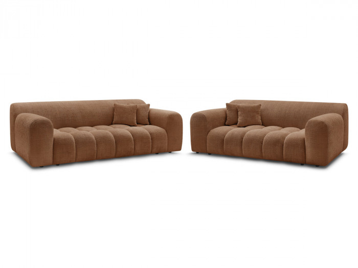 Ensemble canapé droit fixe 3 + 2 places MELISSE tissu texturé