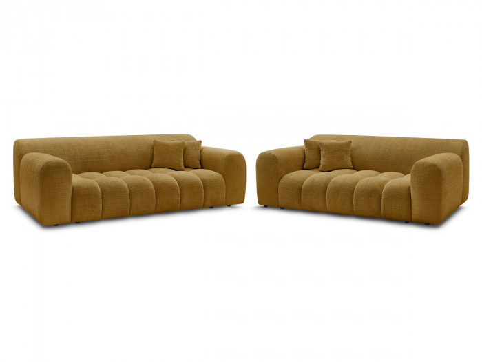 Ensemble canapé droit fixe 3 + 2 places MELISSE tissu texturé