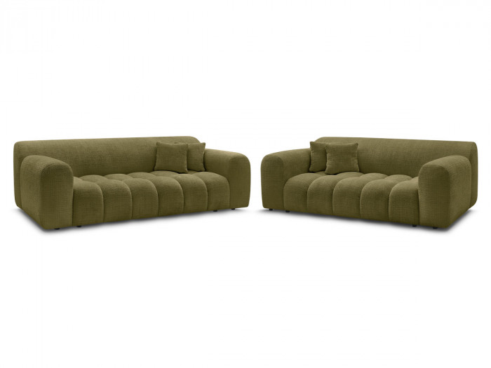 Ensemble canapé droit fixe 3 + 2 places MELISSE tissu texturé