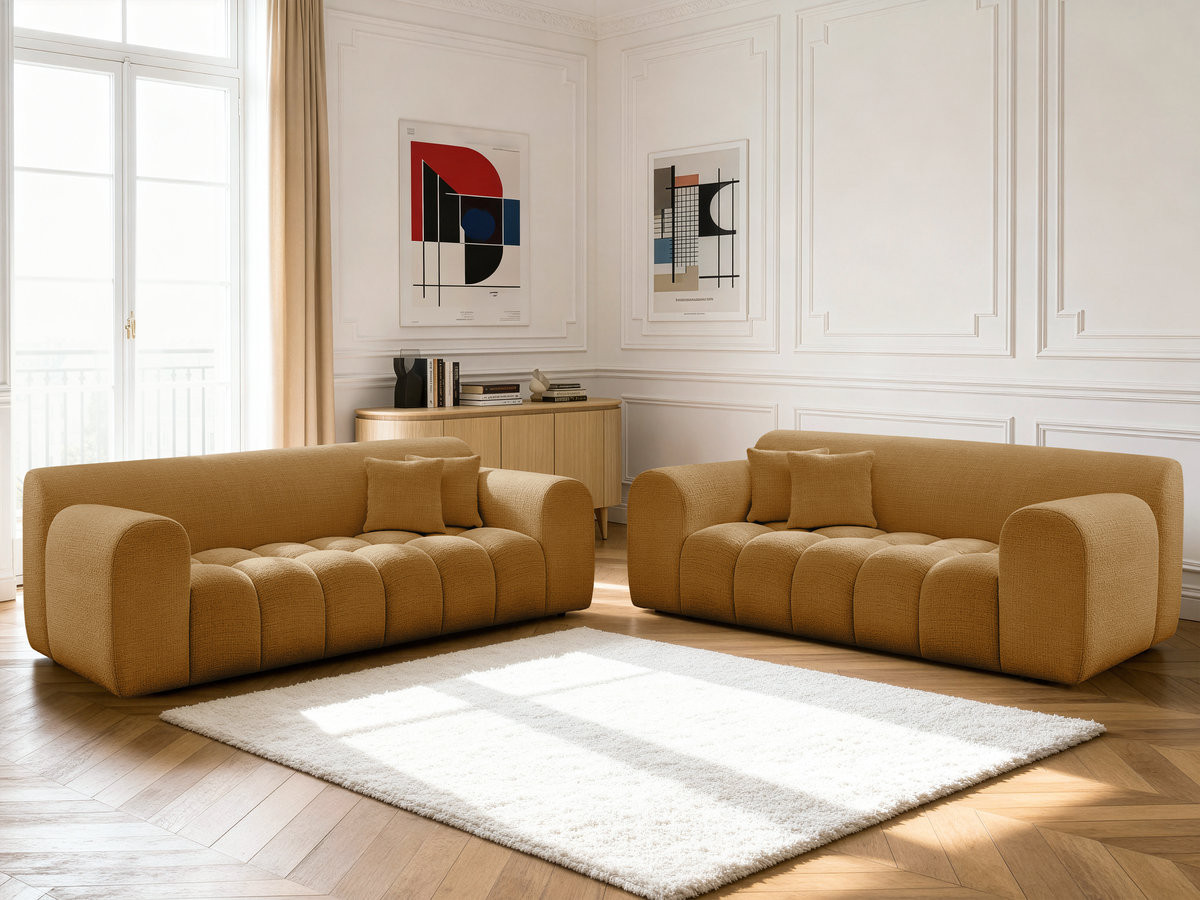 MELISSE 3+2 zits vaste rechte bankset in structuurstof