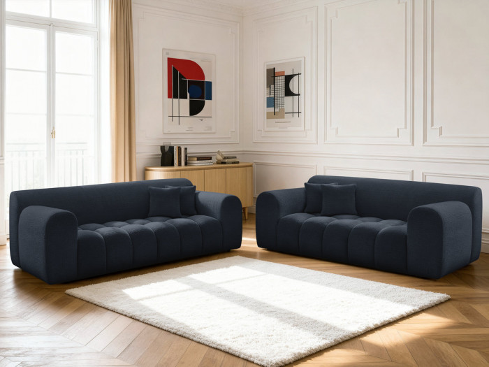 Ensemble canapé droit fixe 3 + 2 places MELISSE tissu texturé