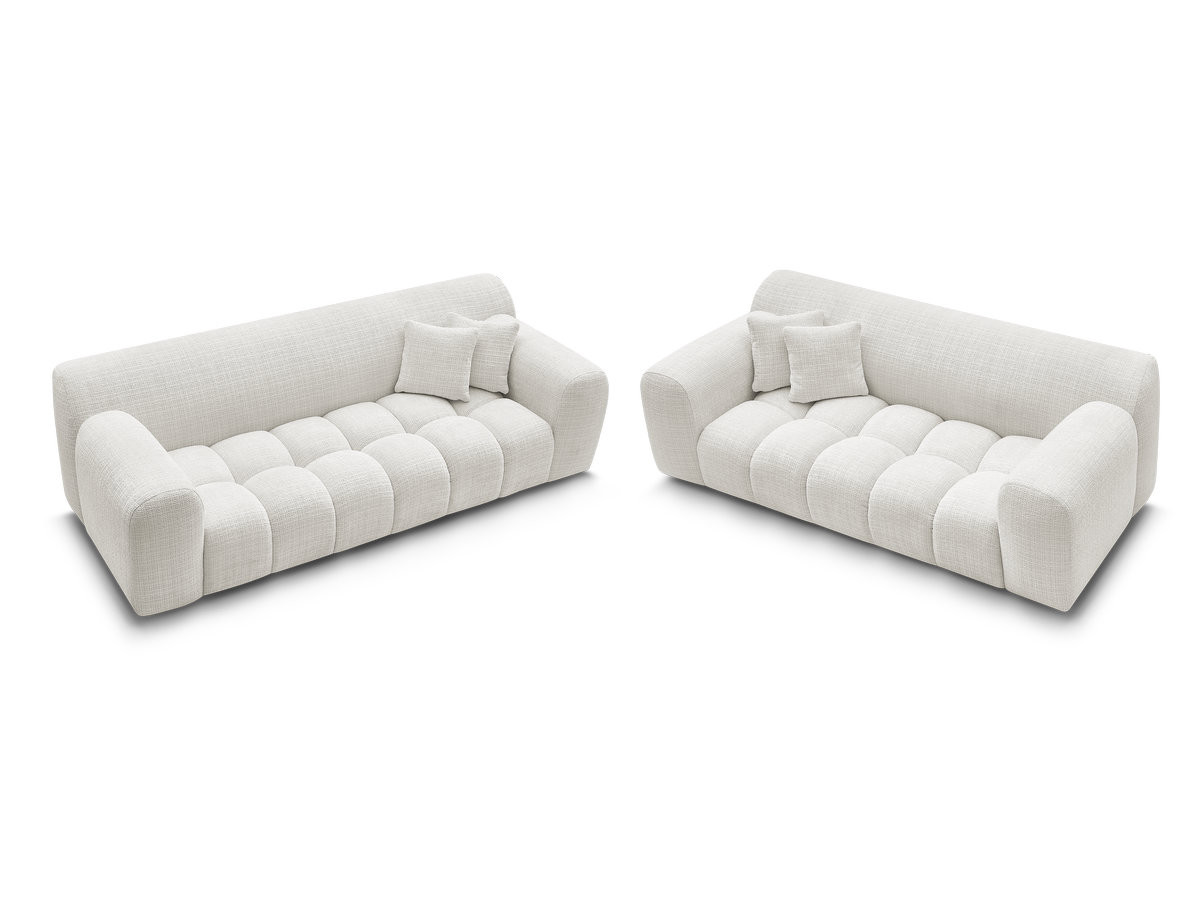 Ensemble canapé droit 3 + 2 places MELISSE texturé blanc — vue 5