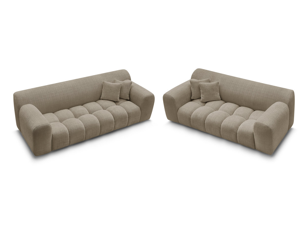Ensemble canapé droit 3 + 2 places MELISSE texturé taupe — vue 5